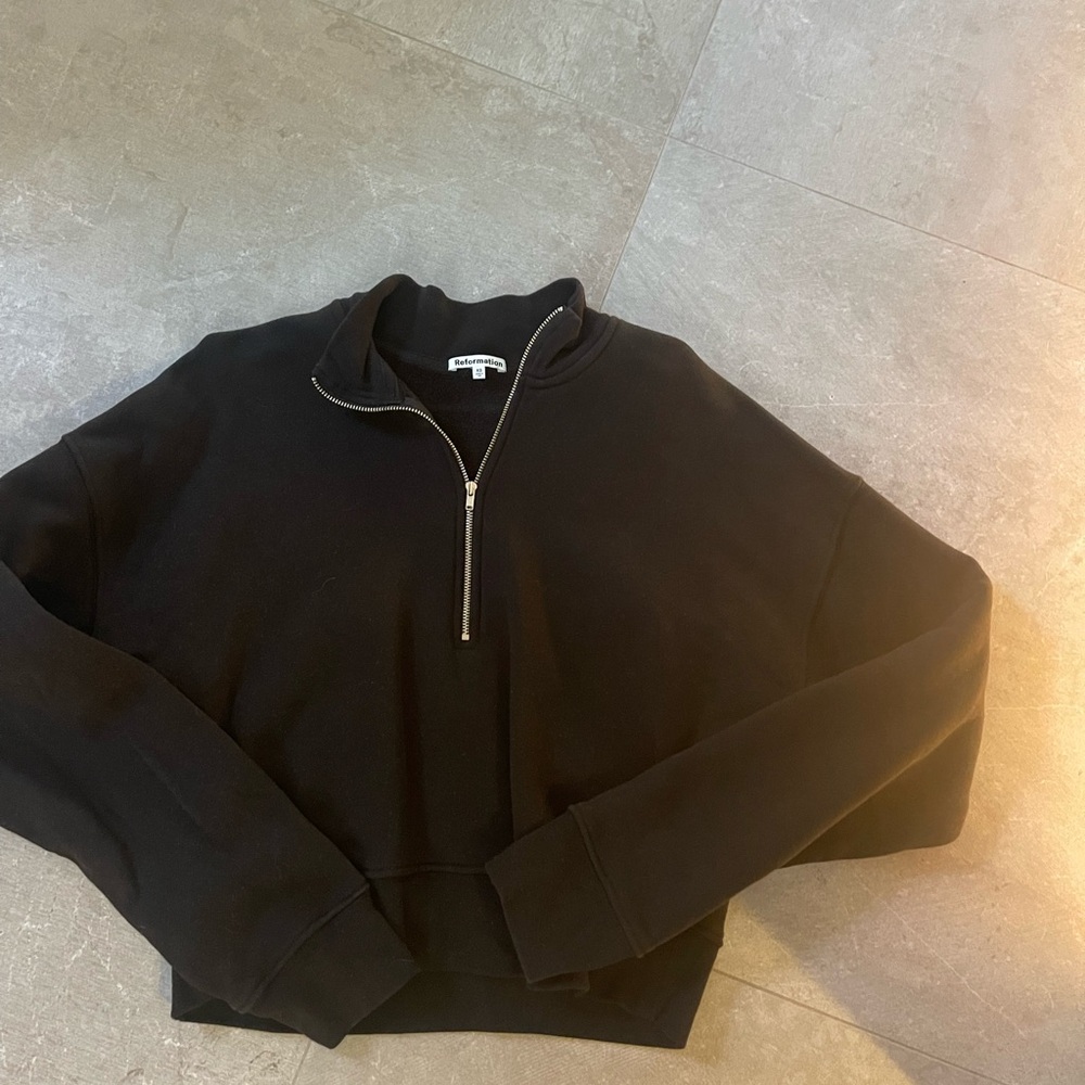 Black Half-Zip women’s  Sweatshirt by Reformation
